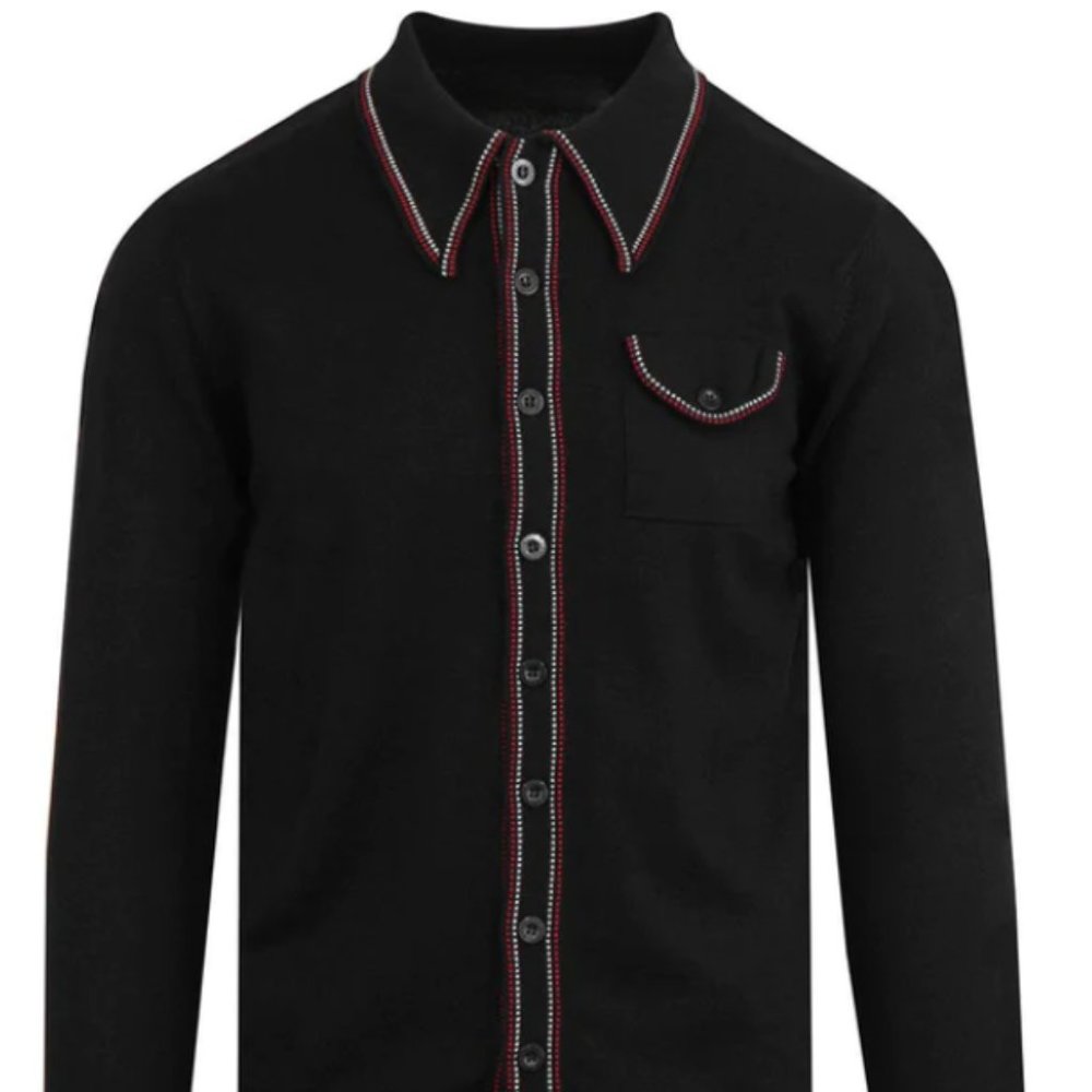 NWT Oxknit Men’s Black Long Sleeve Knitted Polo Sweater Size XL